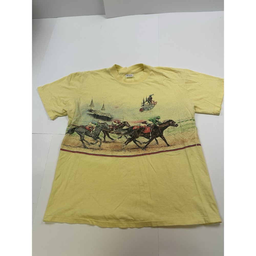 Vintage Kentucky Derby Shirt AOP Churchill Downs Wrap Print 1990 Size Large